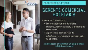 Vaga para Gerente Comercial (Hotelaria)
