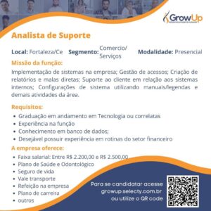 Vaga para Analista de Suporte