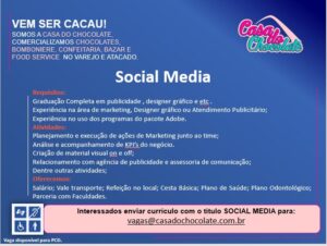 Vaga para Social Media