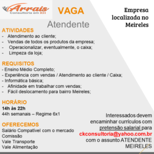 Vaga para Atendente
