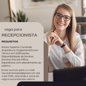 Vaga para Recepcionista