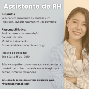 Vaga para Assistente de RH
