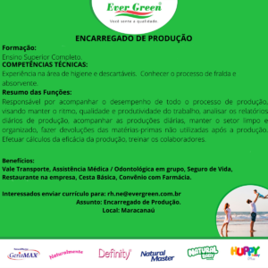 Vaga para Encarregado de Produção