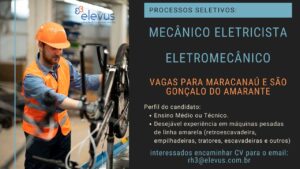 Vaga para Mecânico e Eletricista Eletromecânico