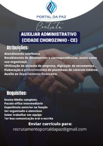 Vaga para Auxiliar Adminstrativo