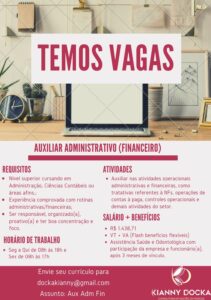 Vaga para Auxiliar Adminstrativo