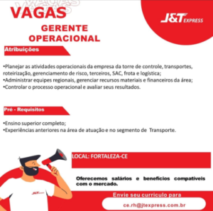 Vaga para Gerente Operacional