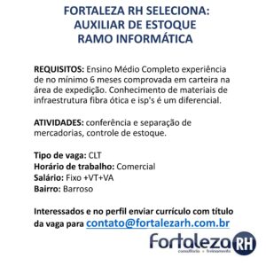 Vaga para Auxiliar de Estoque