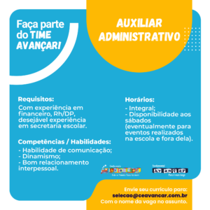 Vaga para Auxiliar Adminstrativo