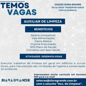 Vaga paraAuxiliar de Limpeza