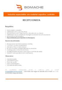 Vaga para Recepcionista