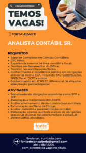 Vaga para Analista Contábil Senior