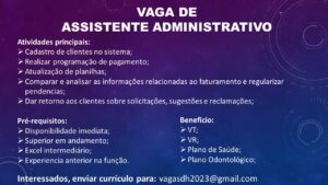 Vaga para Assistente Adminstrativo