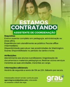 Vaga para Assistente de Coordenação