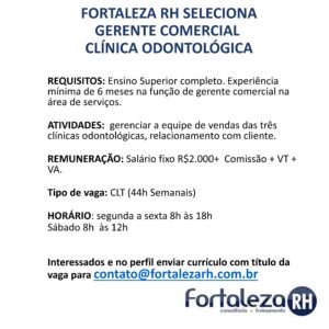 Vaga para Gerente Comercial