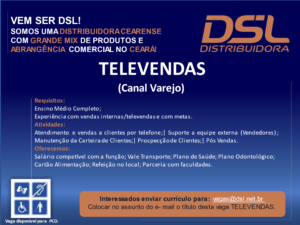 Vaga para Televendas