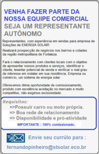 Vaga para Representante Autonomo
