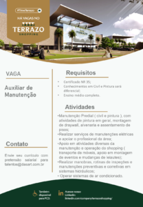 Vaga para Auxiliar de Manutenção