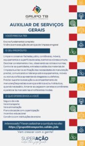 Vaga para Auxiliar de Seriçoes Gerais