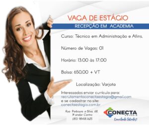 VAGA DE RECEPÇÃO EM ACADEMIA- VARJOTA