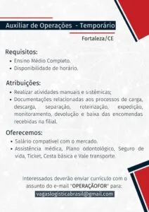Vaga para Auxiliar de Logistica