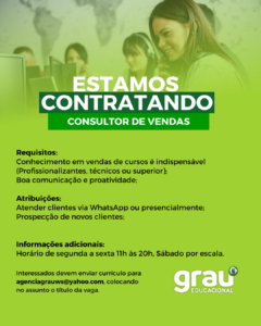 Vaga para Consultor de Vendas