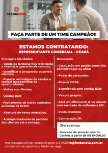Vaga para Representante Comercial