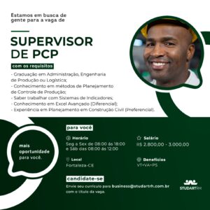 Vaga para Supervisor de PCP