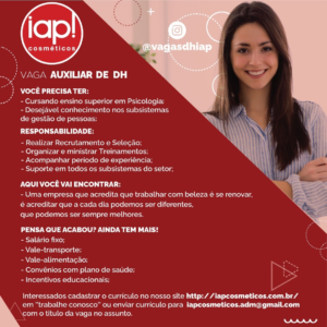 Vaga para Auxiliar de RH