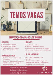 Vaga para Operador de Caixa