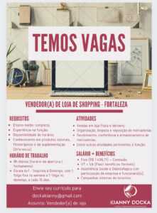 Vaga para Vendedor de Loja de Shopping