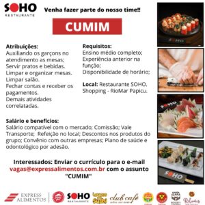 Vaga de Emprego de Cumim