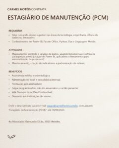 Vaga de Estágio de Manutenção (PCM)