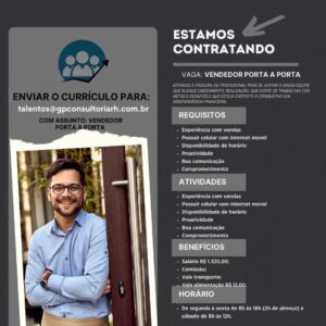 Vaga para Vendedor Porta a Porta