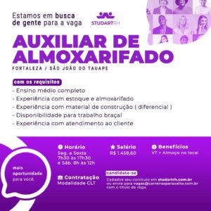 Vaga para Auxiliar de Almoxarifado