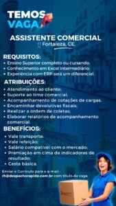 Vaga para Assistende Comercial