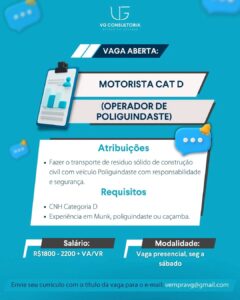Vaga para Motorista Categoria D