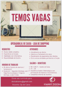 Vaga para Operador de Caixa