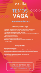 Vaga para Atendente