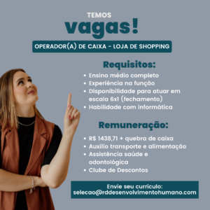 Vaga para Operador de Caixa