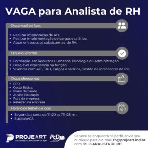 VAGA PARA ANALISTA DE RH