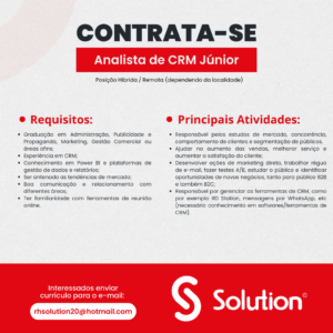 VAGA PARA ANALISTA DE CRM