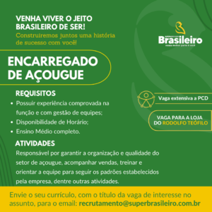 VAGA PARA ENCARREGADO DE AÇOUGUE
