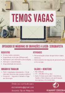 Vaga para Operador de Maquina de Serigrafia