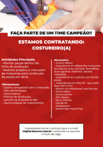 VAGA PARA COSTUREIRA