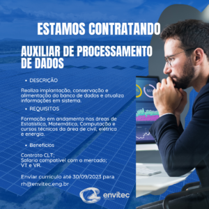 Vaga para Auxiliar de Processamento de Dados