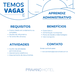 Vaga para Aprendiz Adminstrativo