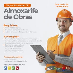 Vaga para Almoxarife de Obras