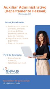 Vaga para Auxiliar Adminstrativo