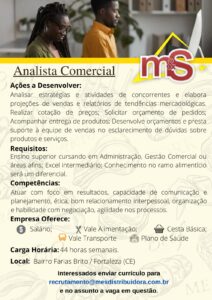 Vaga para Analista Comercial